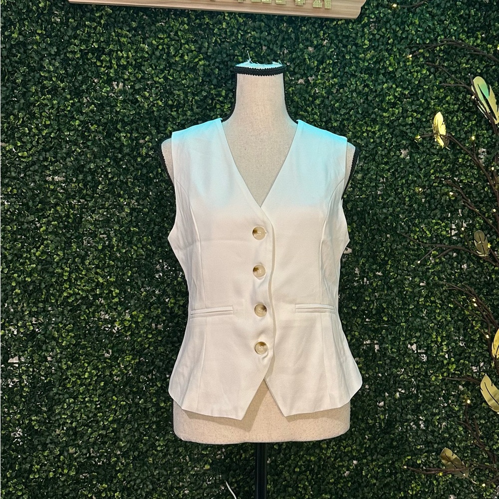 White Button-Up Vest